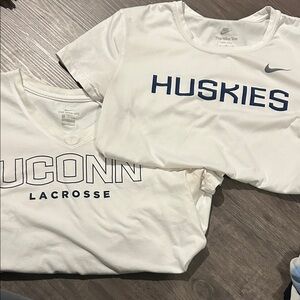 2 Nike White and Blue UConn Huskies T-Shirts